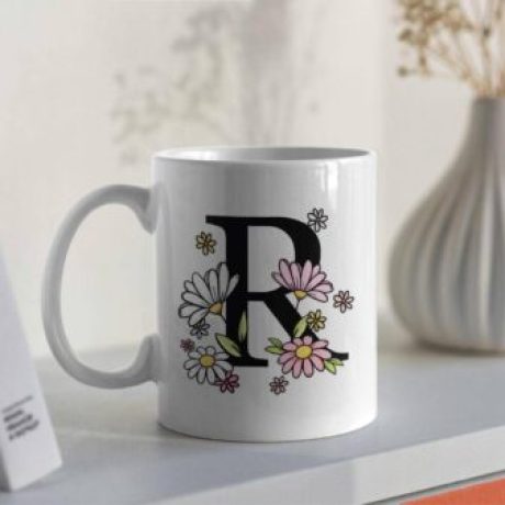Caneca monograma floral