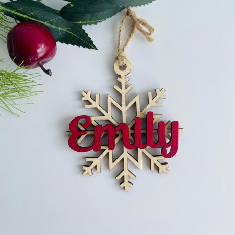 Enfeite de Natal floco de neve com nome personalizado
