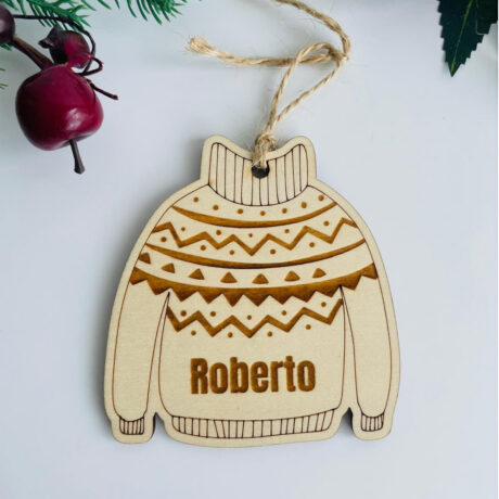 Enfeite de Natal Camisola com nome personalizado