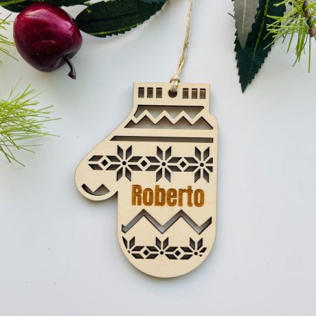 Enfeite de Natal Luva com nome personalizado