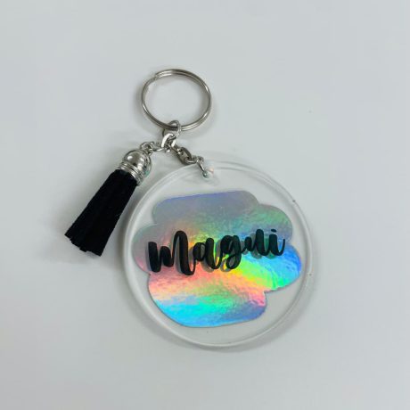 Porta-chaves mancha iriscidente com nome personalizado
