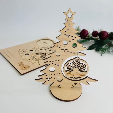 Postal de madeira, destacável Árvore de natal