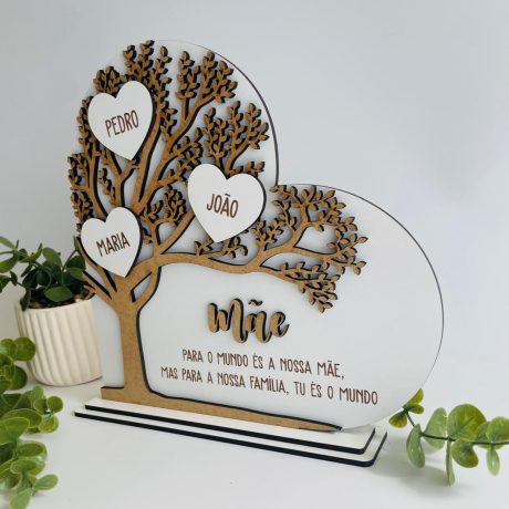 Placa Árvore com Nomes e Texto Personalizado
